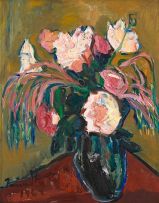 Irma Stern; Still Life with Roses and Bromeliads in a Vase