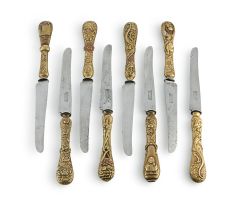 A set of eight Japanese mixed-metal knives, late 19th/early twentieth century