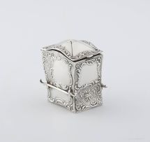 A Victorian silver playing card case in the form of a sedan chair, Samuel Jacob, London, 1899