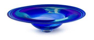 A David Reade blue and green glass bowl, 1999