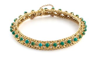 Gold and green stone bracelet
