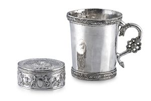A silver tankard, unmarked, probably Spanish Colonial, 18th/19th century
