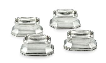 A set of four George II silver trencher salts, possibly John Farnell, London, 1720