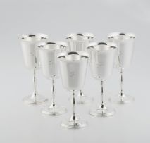 A set of six Queen Elizabeth II silver goblets, Cavalier Tableware, Birmingham, 1977