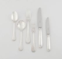 A French silver-plate Malmaison pattern cutlery set, Christofle, 1935-1983