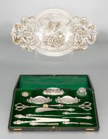 An Edward VII silver cased manicure set, Levi & Salaman, Birmingham, 1908