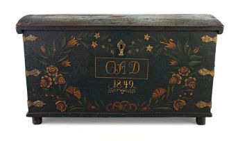 A Continental green-painted chest, 18th century and later