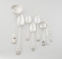 Seven Fiddle, Thread and Shell pattern spoons, D & J Welby Ltd, London, 1923