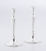A pair of South African silver candlesticks, maker's initials SM, 1997, .925 standard