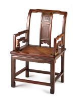 A Chinese hardwood armchair, Qing Dynasty, 19th century