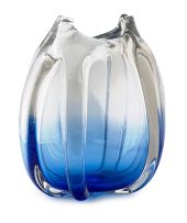A Schneider blue and clear glass vase, 1950s