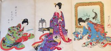 An album of thirty-six Japanese woodblock prints, Chikanobu Toyohara (1838-1912)