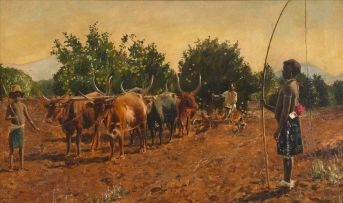 Follower of Frans Oerder; Oxen Ploughing