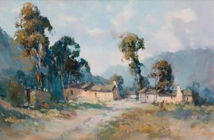 Ruth Squibb; Landscape with Cottages