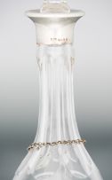 A silver-mounted cut-glass decanter and stopper, Mappin & Webb, with import marks for London, 1983, .925 standard