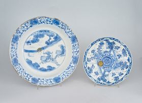 A Chinese blue and white dish, Kangxi period, 1662-1722