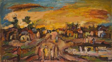 Kenneth Baker; Figures and Houses at Sunset