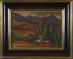 James Thackwray; Cottages under the Trees, Mountains Beyond