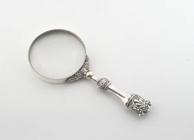 An Edward VII silver and silver-plate magnifying glass, Crisford & Norris Ltd, Birmingham, 1902