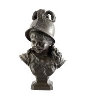 A bronze bust of a young boy, 19th century