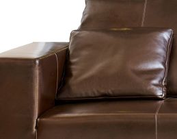 An Italian brown leather three-seater settee, modern