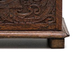 A carved oak marriage kist, possibly South German 18th/19th century