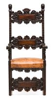 An Italian Renaissance style walnut and oak armchair, 18th/19th century