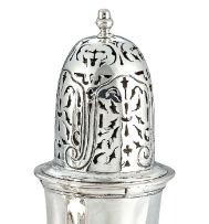 A German silver caster, maker's initials 'AIB', Hanover, mid 18th century