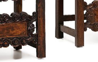 A pair of Italian late Renaissance style carved walnut armchairs, 18th/19th century