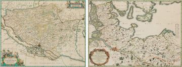 Johannes Janssonius (Janszoon) and Nicolas Sanson; 1.Tabula Geographica Novissima Ducatus Stormariae, course of the River Elbe; 2. Basse Partie de la Basse Saxe