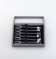 A set of six Chinese silver pickle forks, Wing Nam & Co, 1910, .800 standard