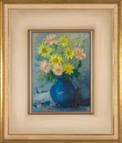 Pieter van der Westhuizen; Daisies in a Blue Vase