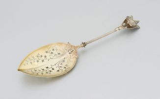 An American silver Morning Glory pierced serving spoon, Gorham, late 19th century