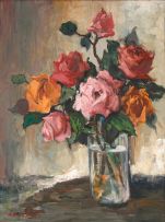 Alexander Rose-Innes; Still Life with Roses in a Glass Vase