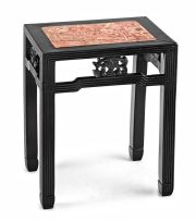 A Chinese ebonized hardwood and marble side table, late 19th/early 20th century