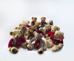 A collection of thirteen Christmas Teddy Bears, Harrods, London