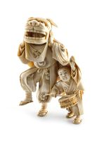 A Japanese ivory figural group, Meiji period (1868-1912)