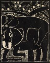 John Muafangejo; Elephant with its baby