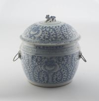 A Chinese blue and white jar and cover, Qing Dynasty, late 19th century