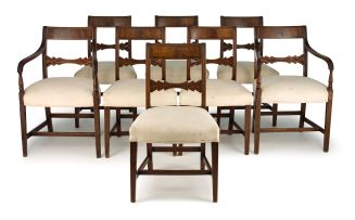 A set of eight George III mahogany and inlaid dining chairs