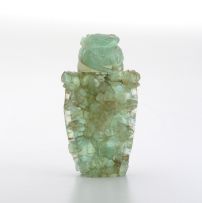 A Chinese green quartz vase and cover, early 20th century