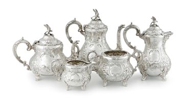 A Victorian five-piece silver tea and coffee service, Charles Stuart Harris, London, 1898