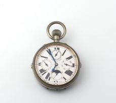 A Hamilton & Inches metal open-faced keyless travelling watch, Edinburgh, early 20th century