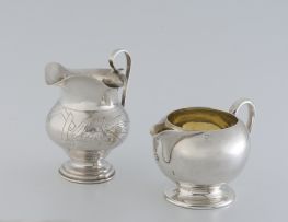 A Russian silver cream jug, unidentified silversmith, assay master Lev Fedorovich Oleks, Moscow, 1890, .84 standard