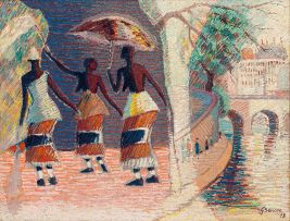 Gerard Sekoto; The Casamance Dancers and the River Seine