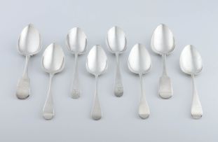 Six Georgian silver Old English pattern table spoons, various makers, London, 1781-1801