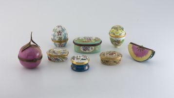 Three Limoges gilt-metal-mounted porcelain boxes, modern