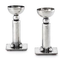 A pair of French silver-plate candlesticks, Jean Després (1885-1980), 1950s