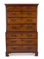 A George III mahogany and inlaid chest-on-chest, late 18th/early 19th century