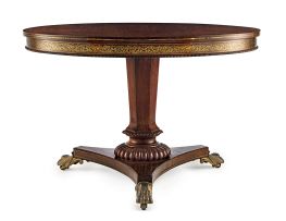 A Regency rosewood and brass-inlaid centre table
